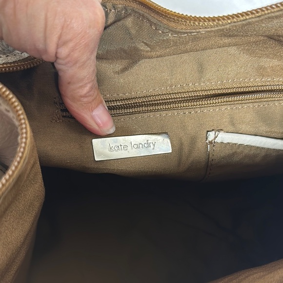 Kate Landry Cream Leather Shoulder Bag with Studded Straps made in Italy - Picture 9 of 12